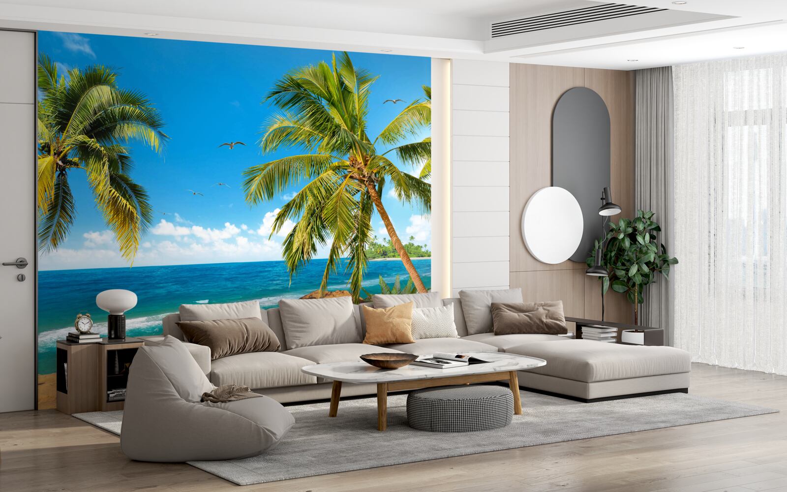 Fototapeta vysoké palmy blízko pobrežia