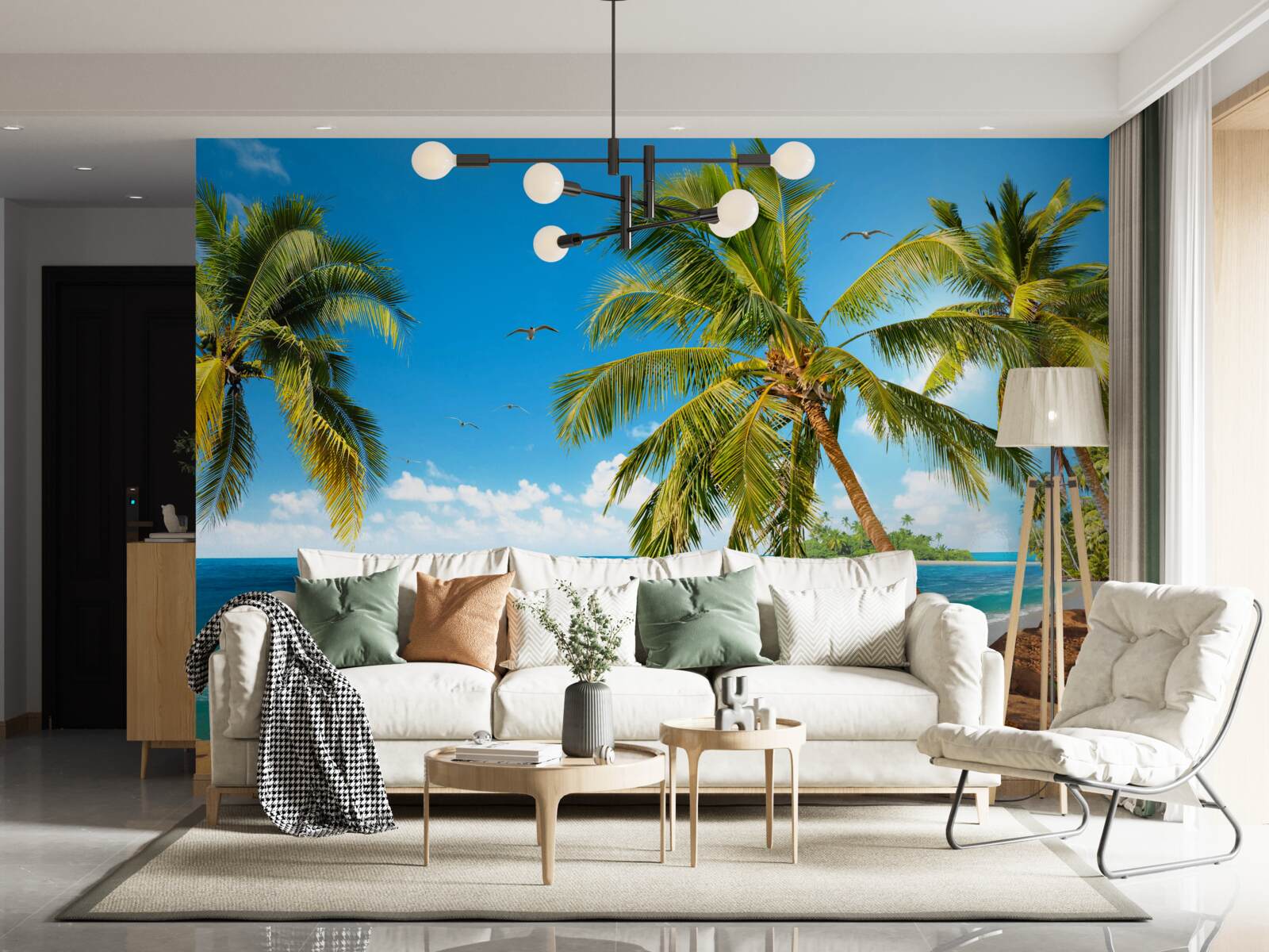 Fototapeta vysoké palmy blízko pobrežia