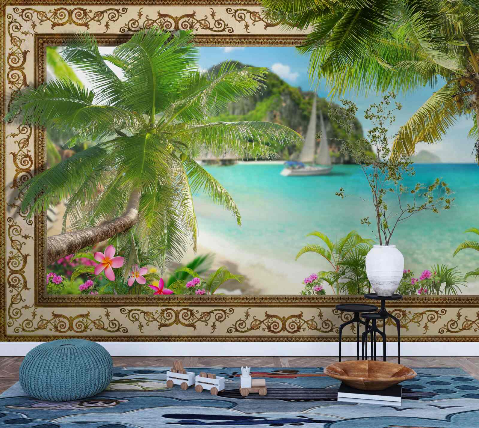 Fototapeta jachta s plachtami na mori