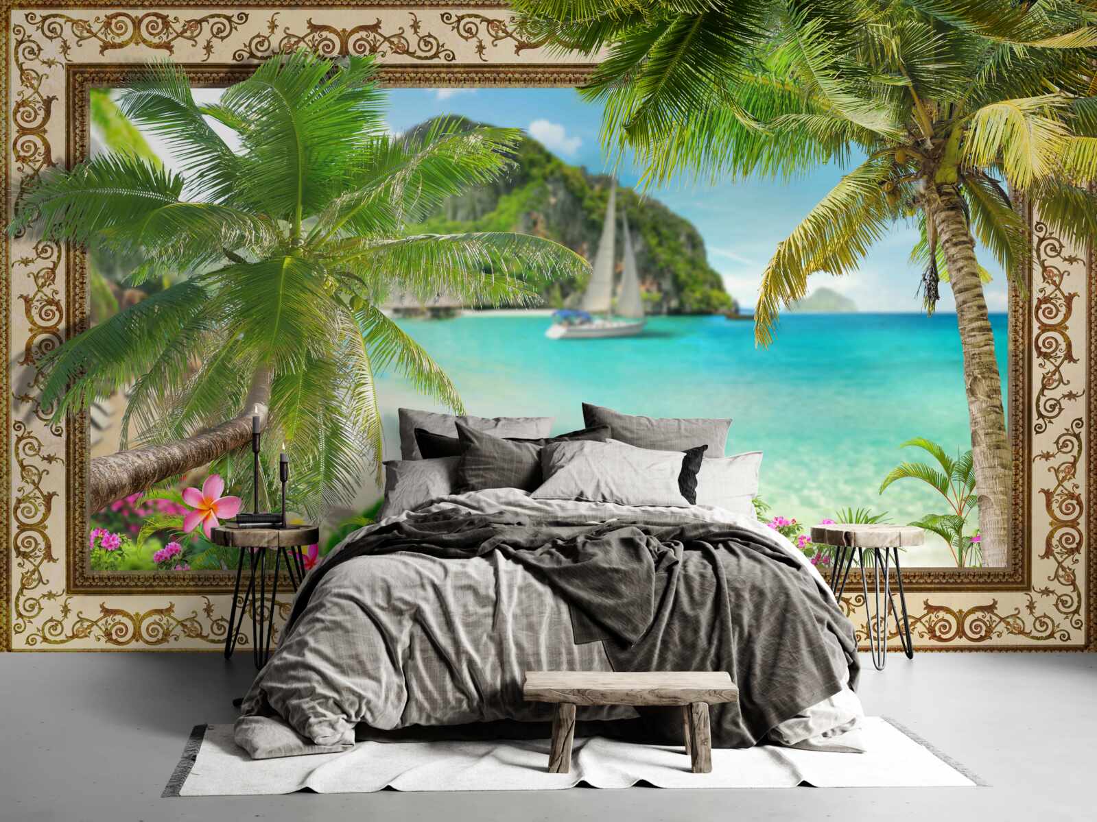 Fototapeta jachta s plachtami na mori