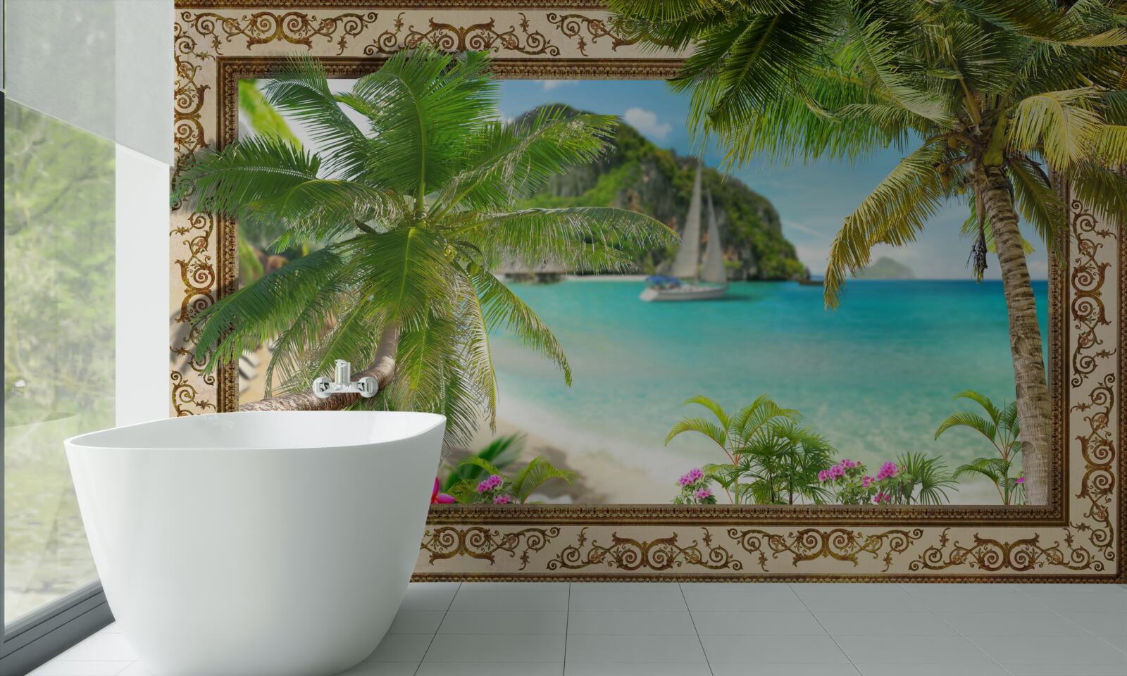 Fototapeta jachta s plachtami na mori