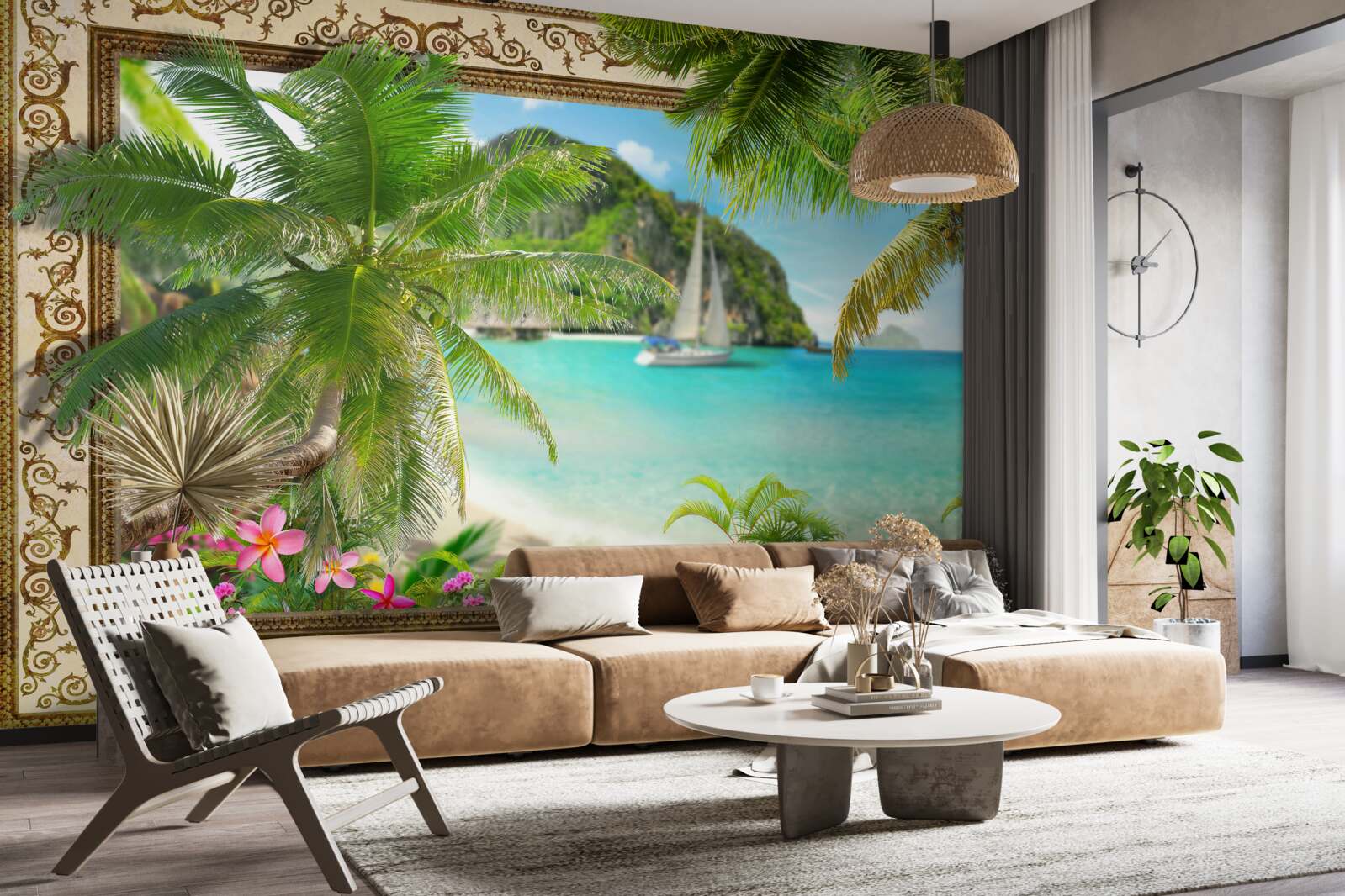 Fototapeta jachta s plachtami na mori