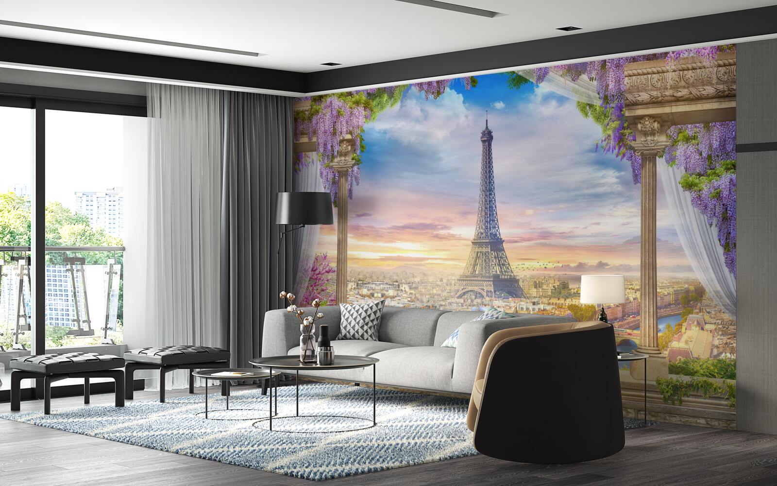 Fototapeta nádherný výhľad na Eiffelovu vežu