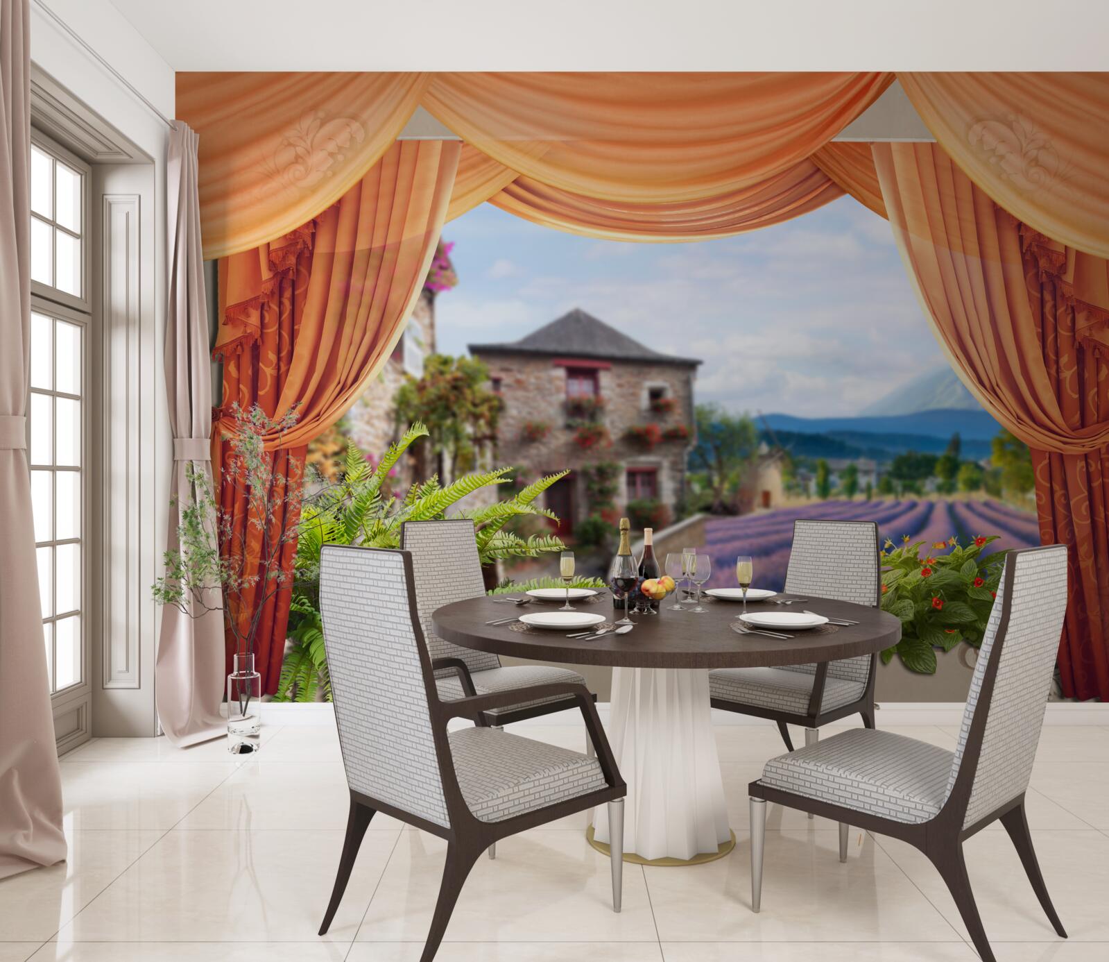 Fototapeta levanduľová otváracia panoráma z okna