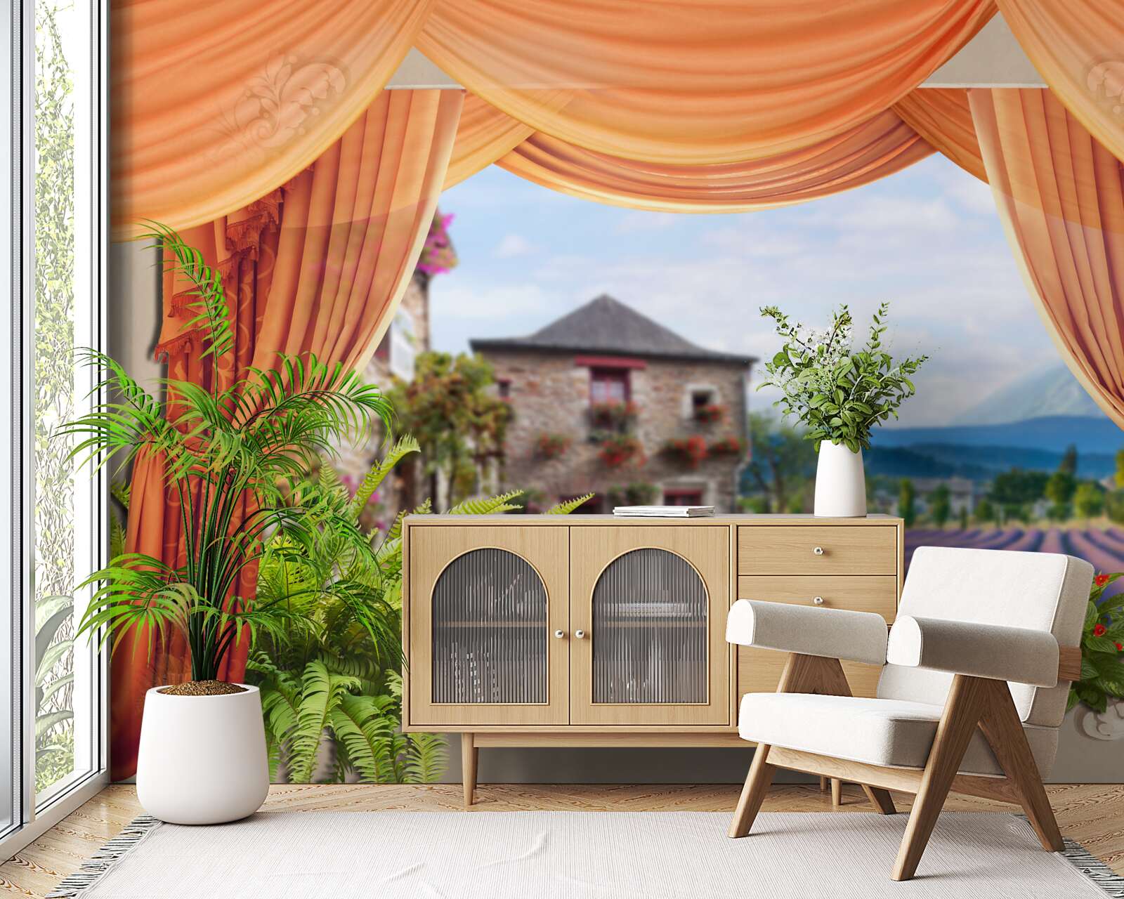 Fototapeta levanduľová otváracia panoráma z okna