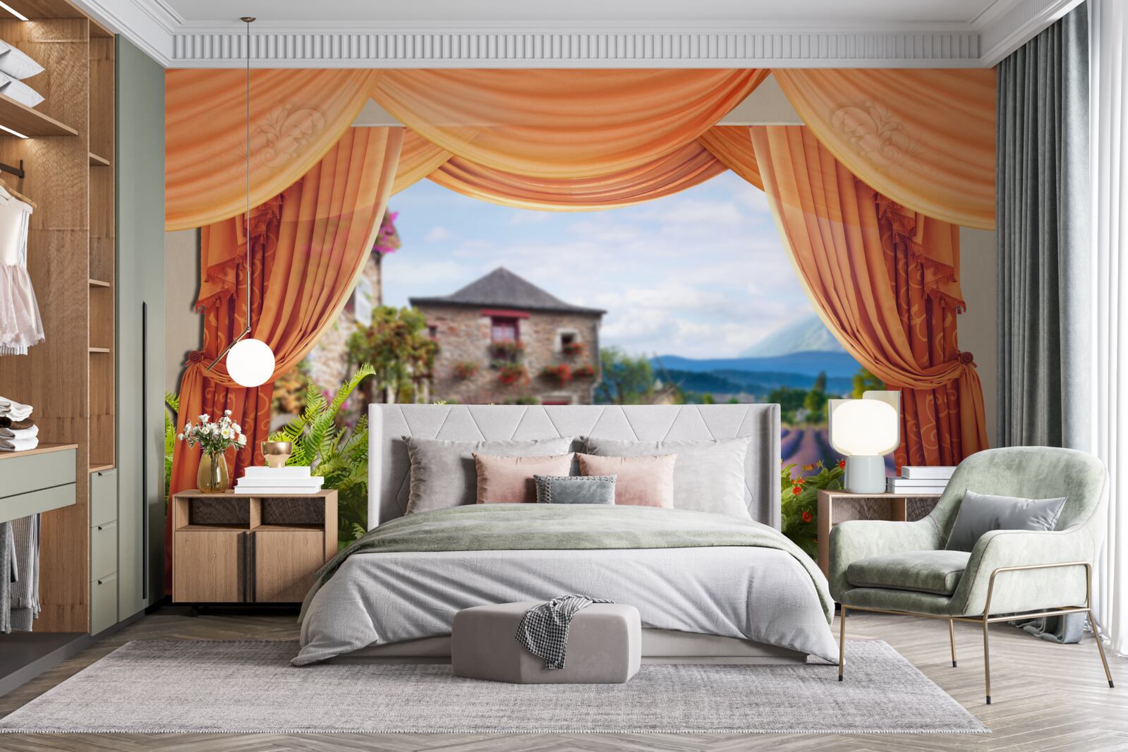 Fototapeta levanduľová otváracia panoráma z okna