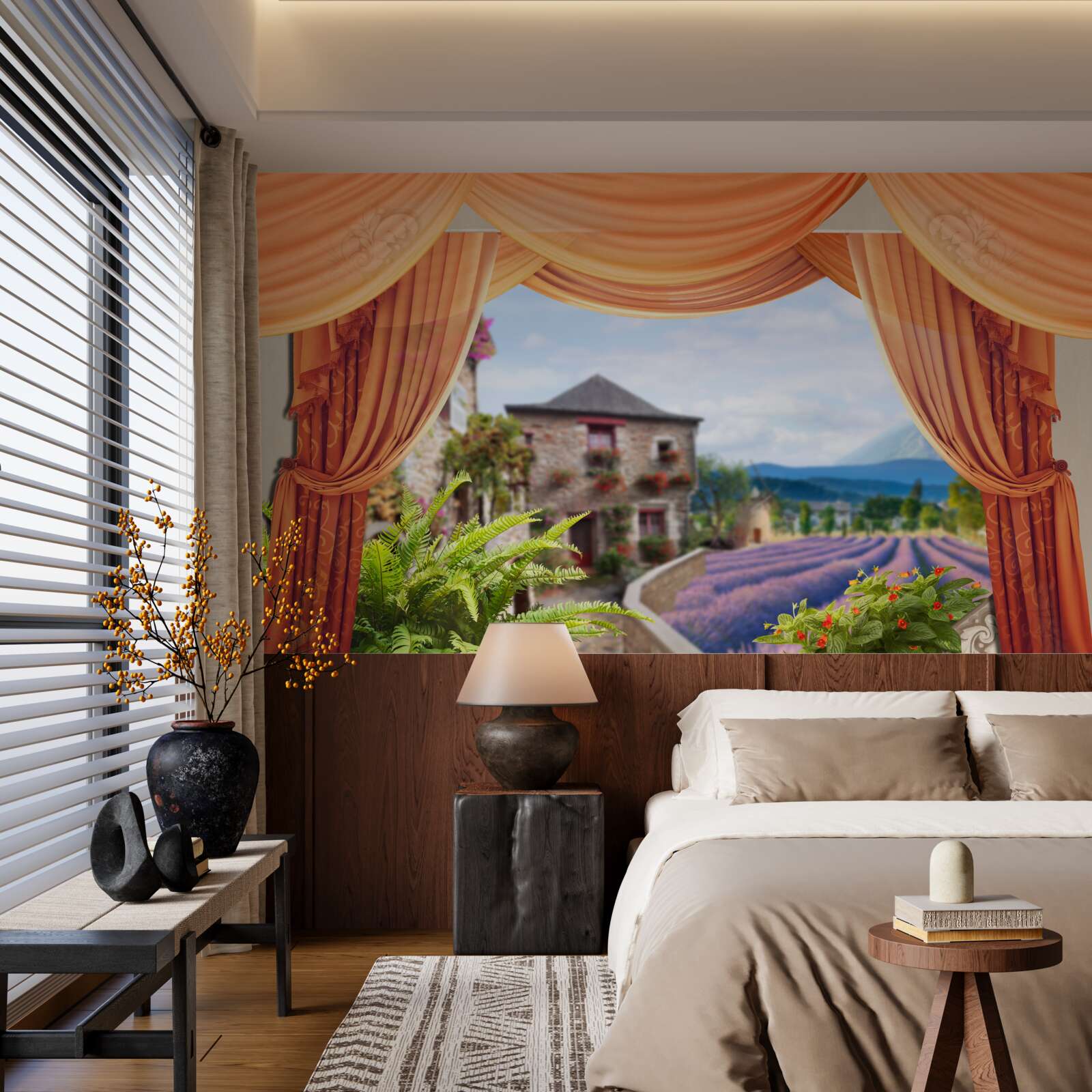 Fototapeta levanduľová otváracia panoráma z okna