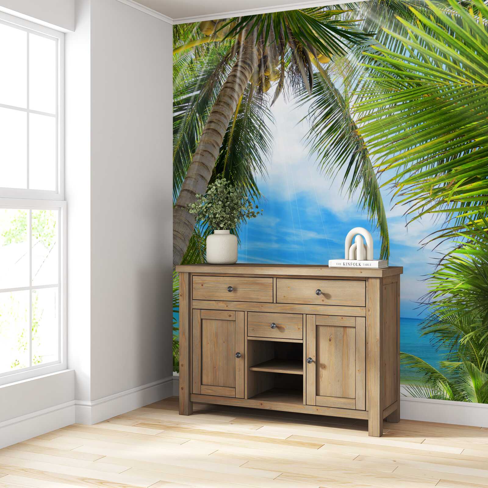 Fototapeta cesta k oceánu cez palmy