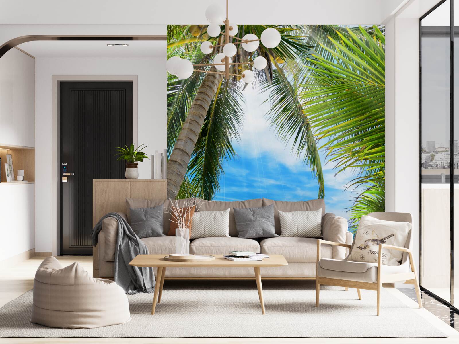 Fototapeta cesta k oceánu cez palmy