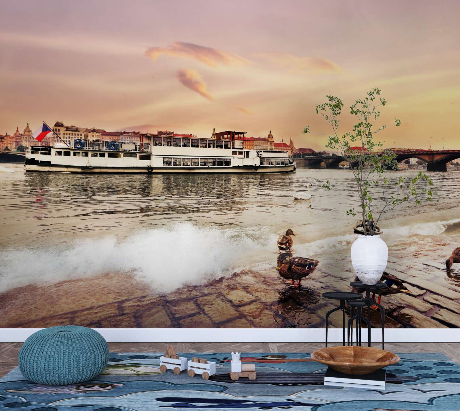 Fototapeta kačice pri rybníku