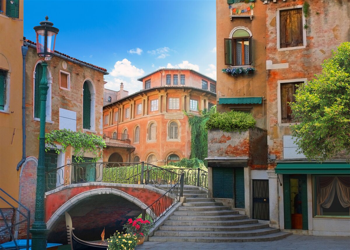 Fototapeta zničené budovy a mostná konštrukcia