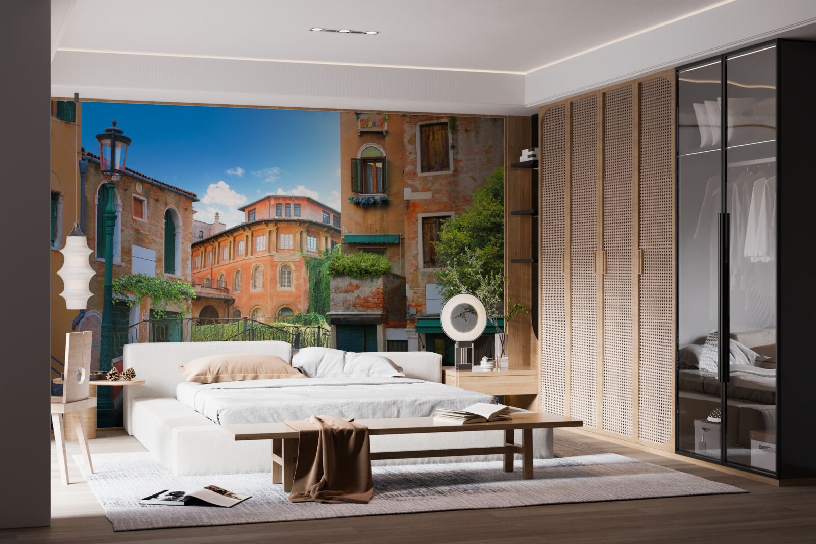 Fototapeta zničené budovy a mostná konštrukcia