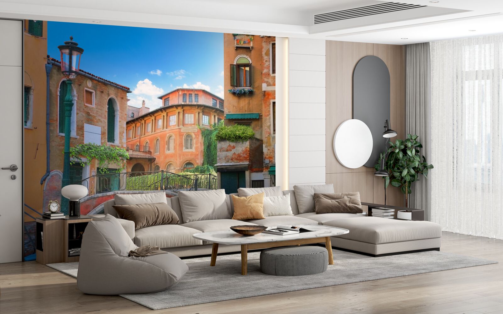 Fototapeta zničené budovy a mostná konštrukcia