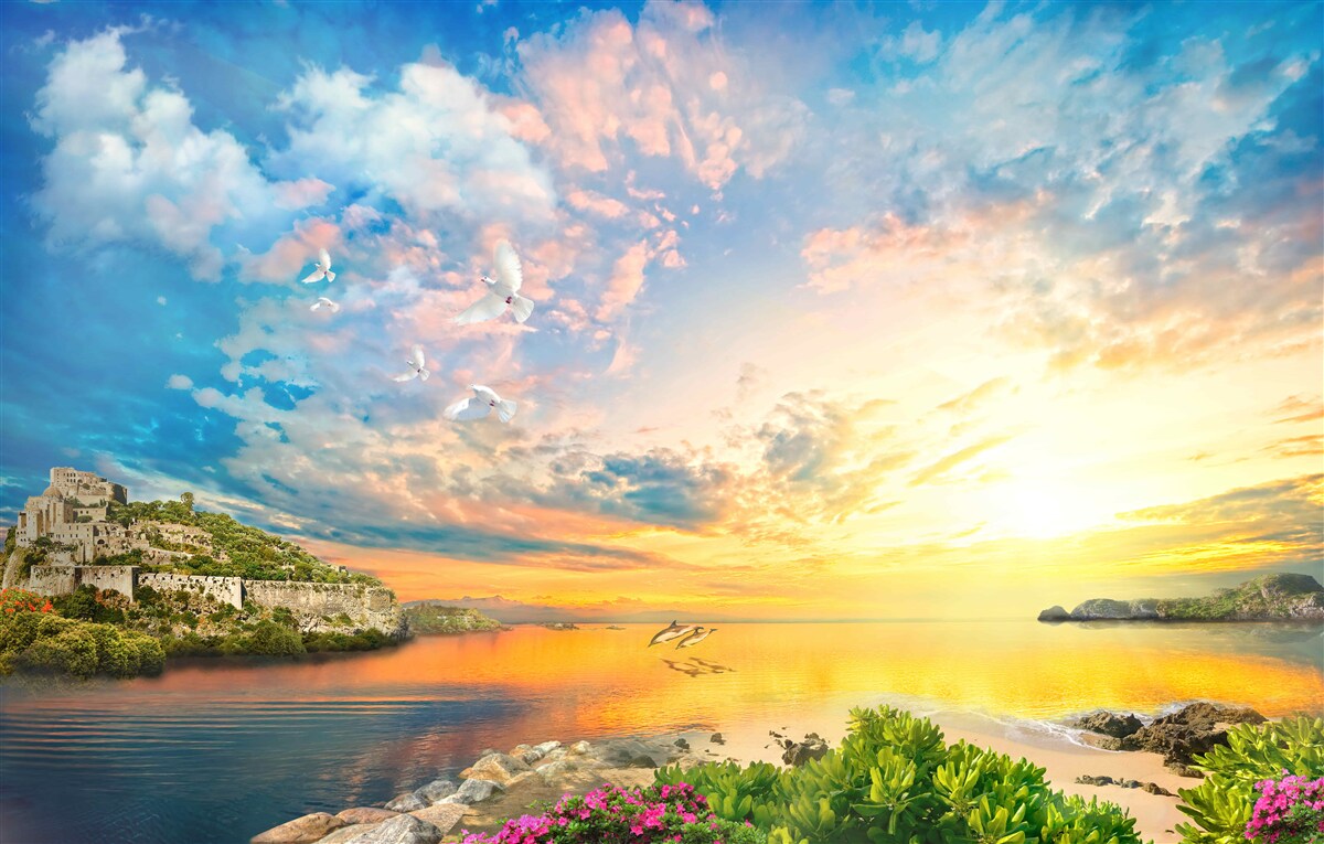 Fototapeta z vody sa vynárajú delfíny