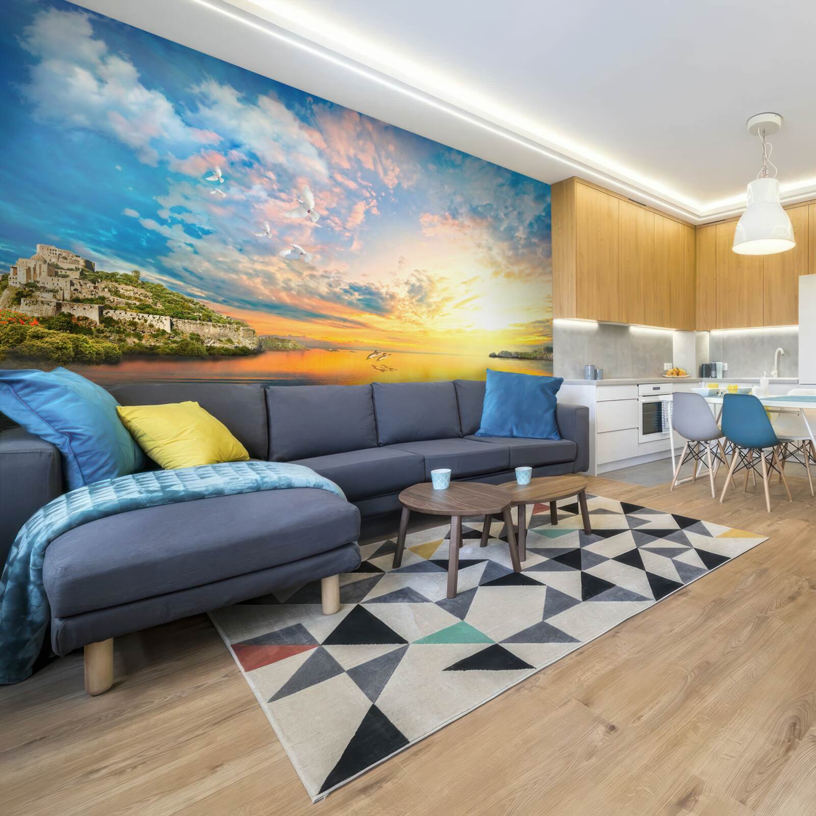 Fototapeta z vody sa vynárajú delfíny