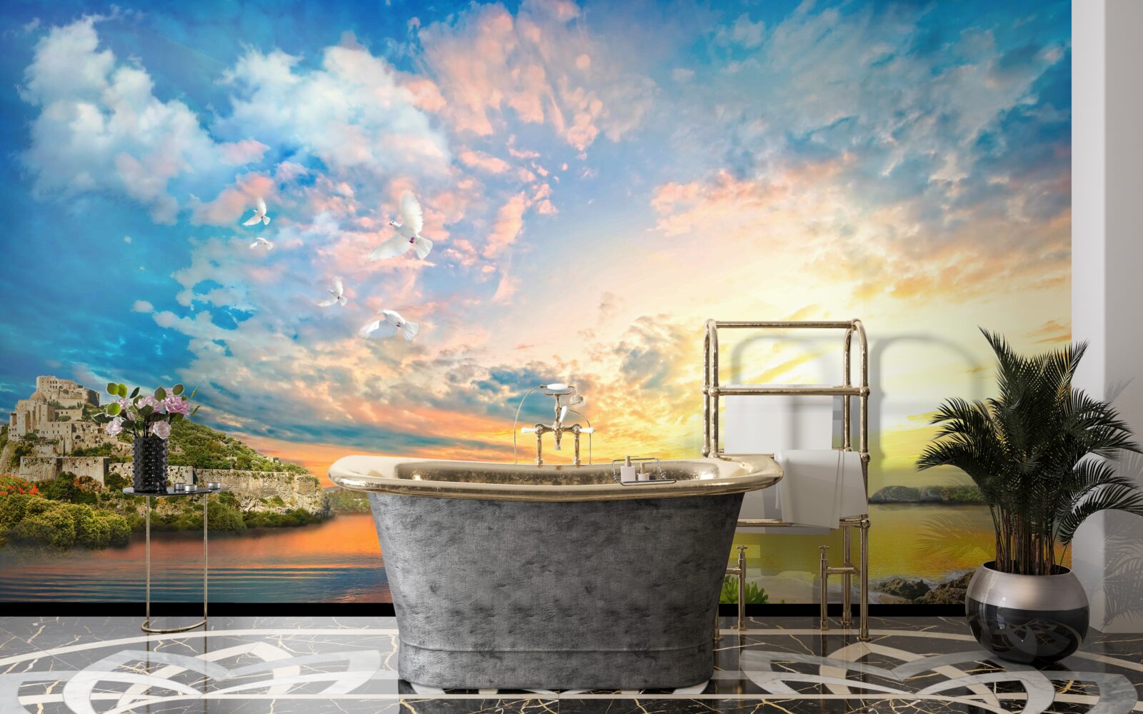 Fototapeta z vody sa vynárajú delfíny