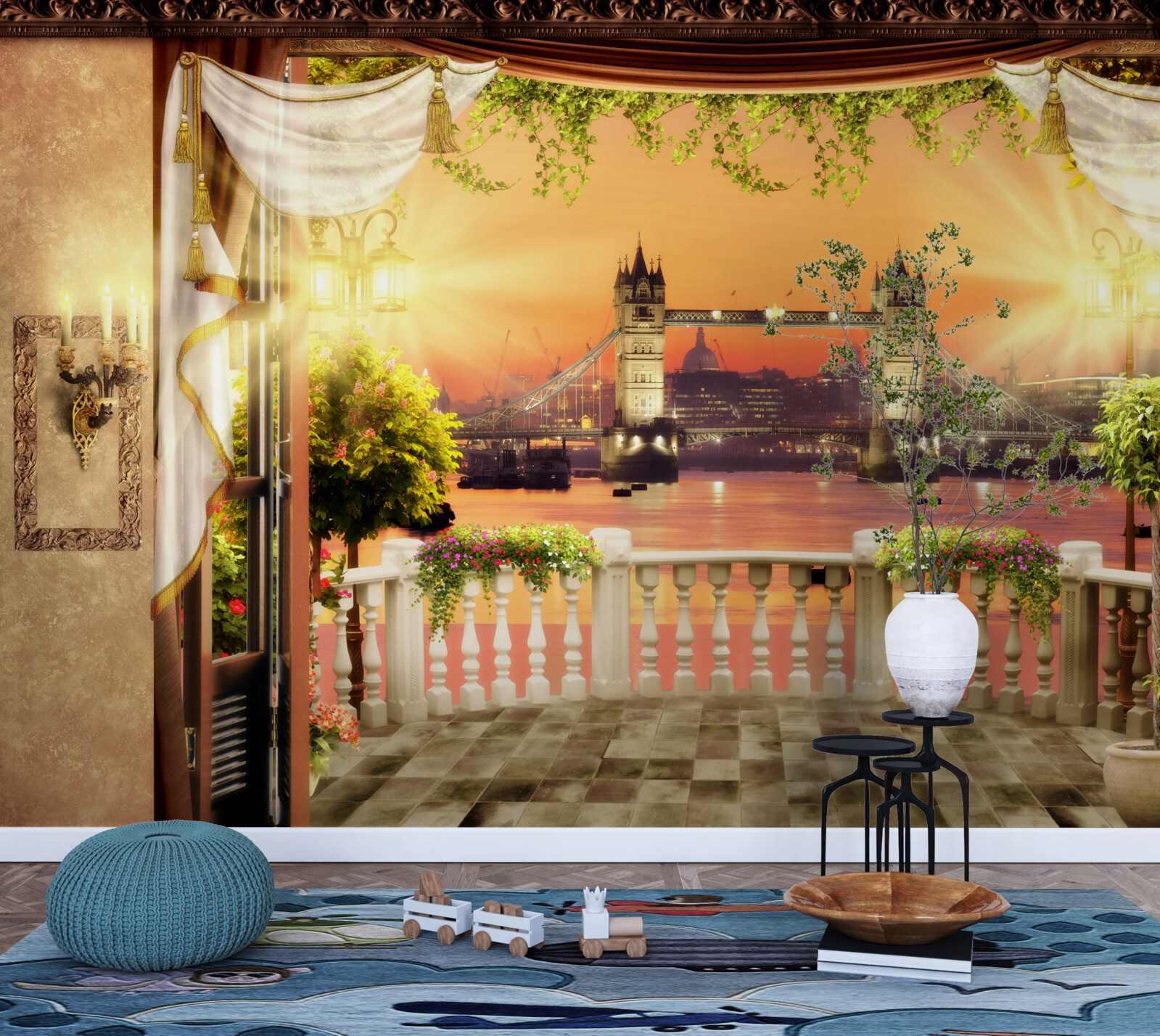 Fototapeta pohľad na London Bridge z balkóna vo večerných hodinách