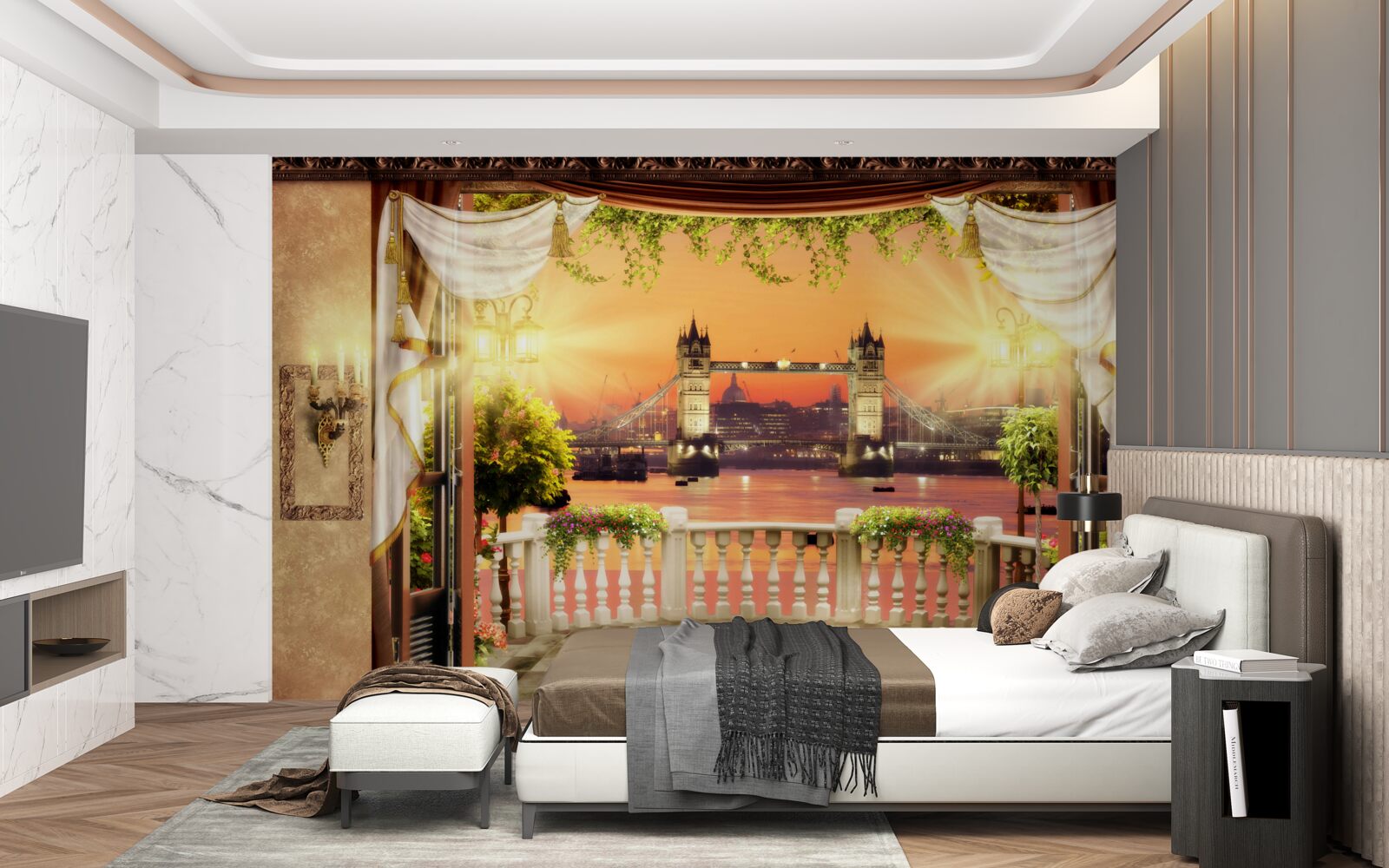 Fototapeta pohľad na London Bridge z balkóna vo večerných hodinách