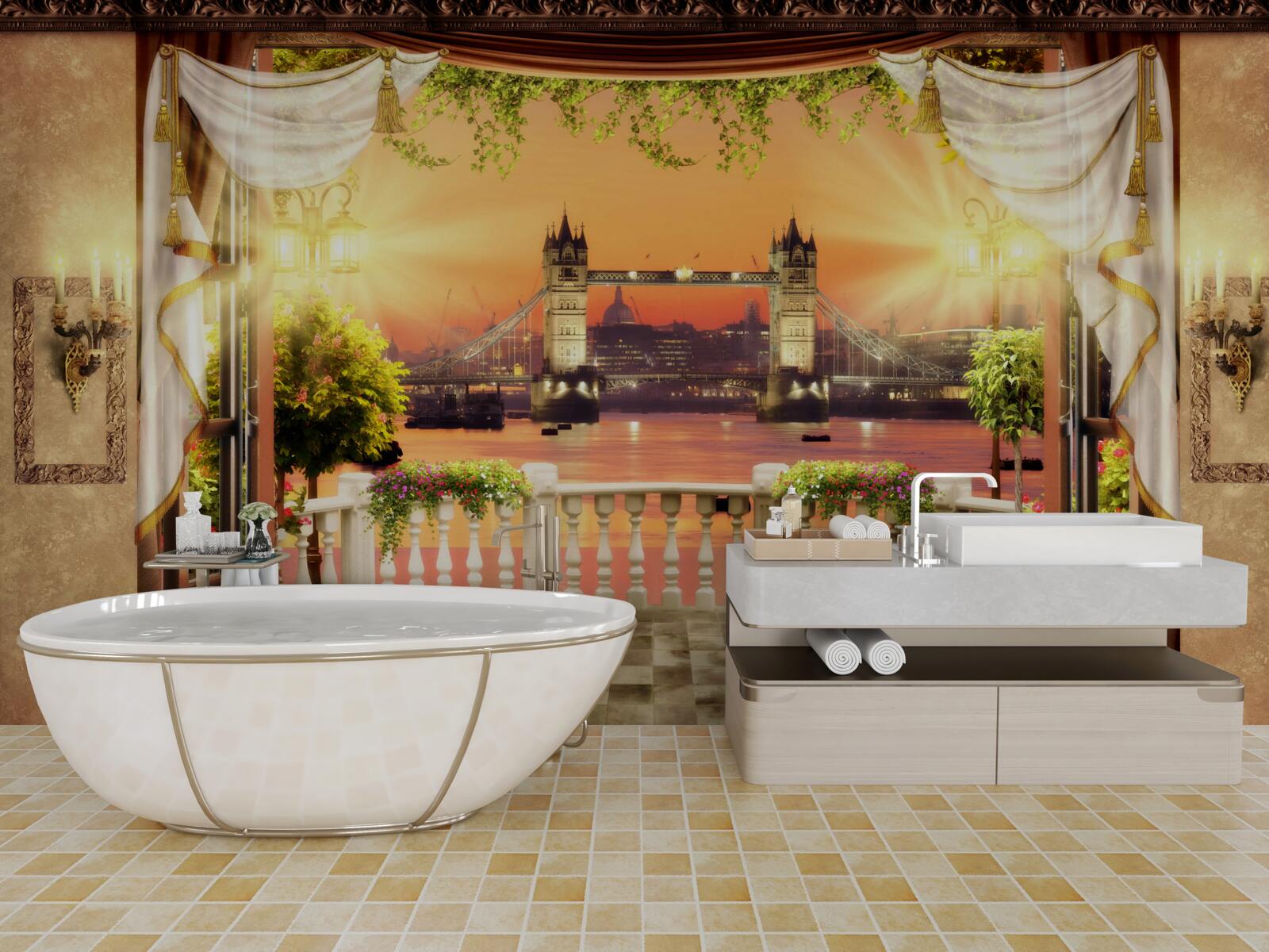 Fototapeta pohľad na London Bridge z balkóna vo večerných hodinách