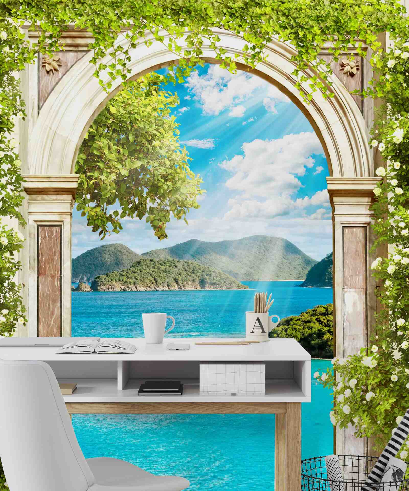 Fototapeta zelený oblúk s úžasným výhľadom na more