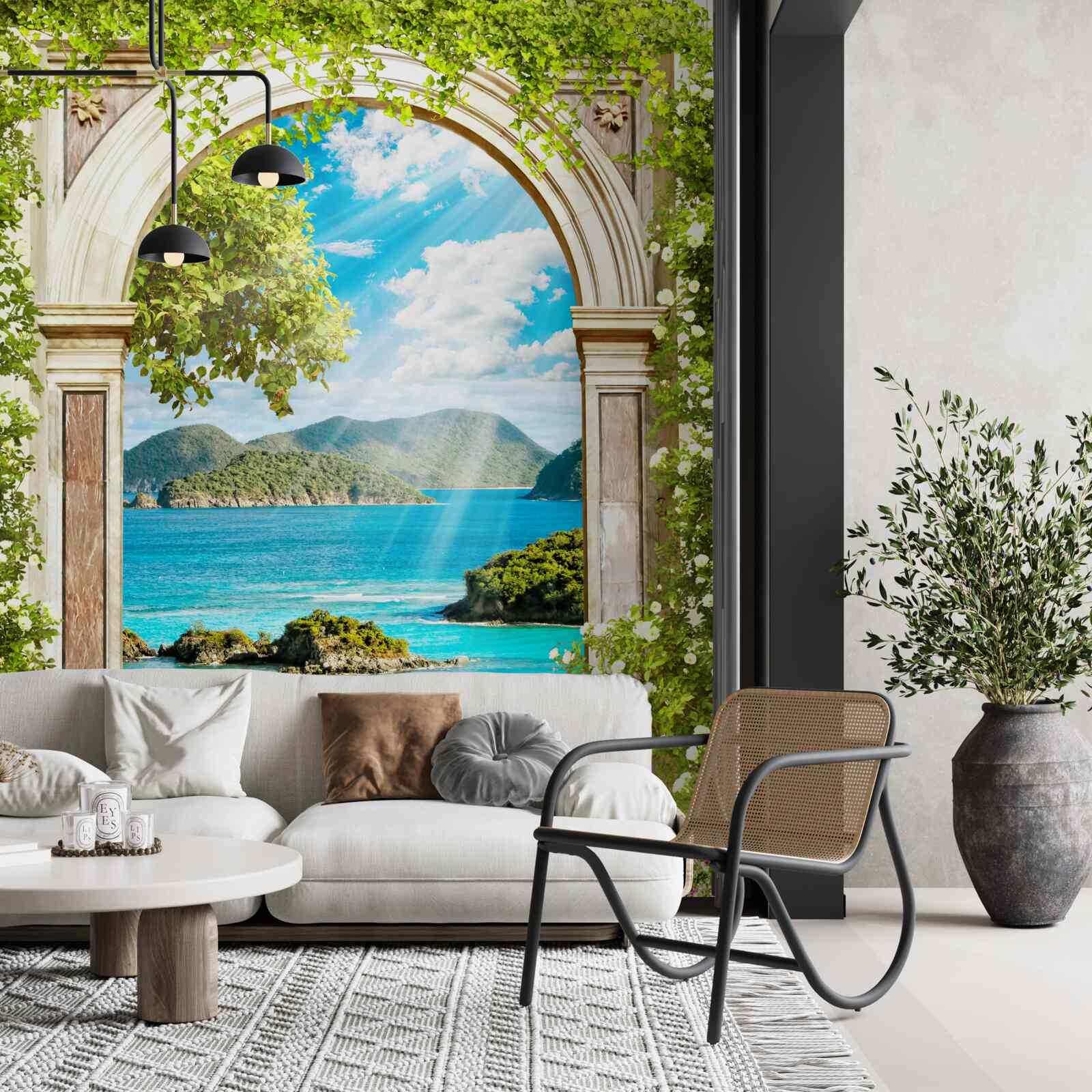 Fototapeta zelený oblúk s úžasným výhľadom na more