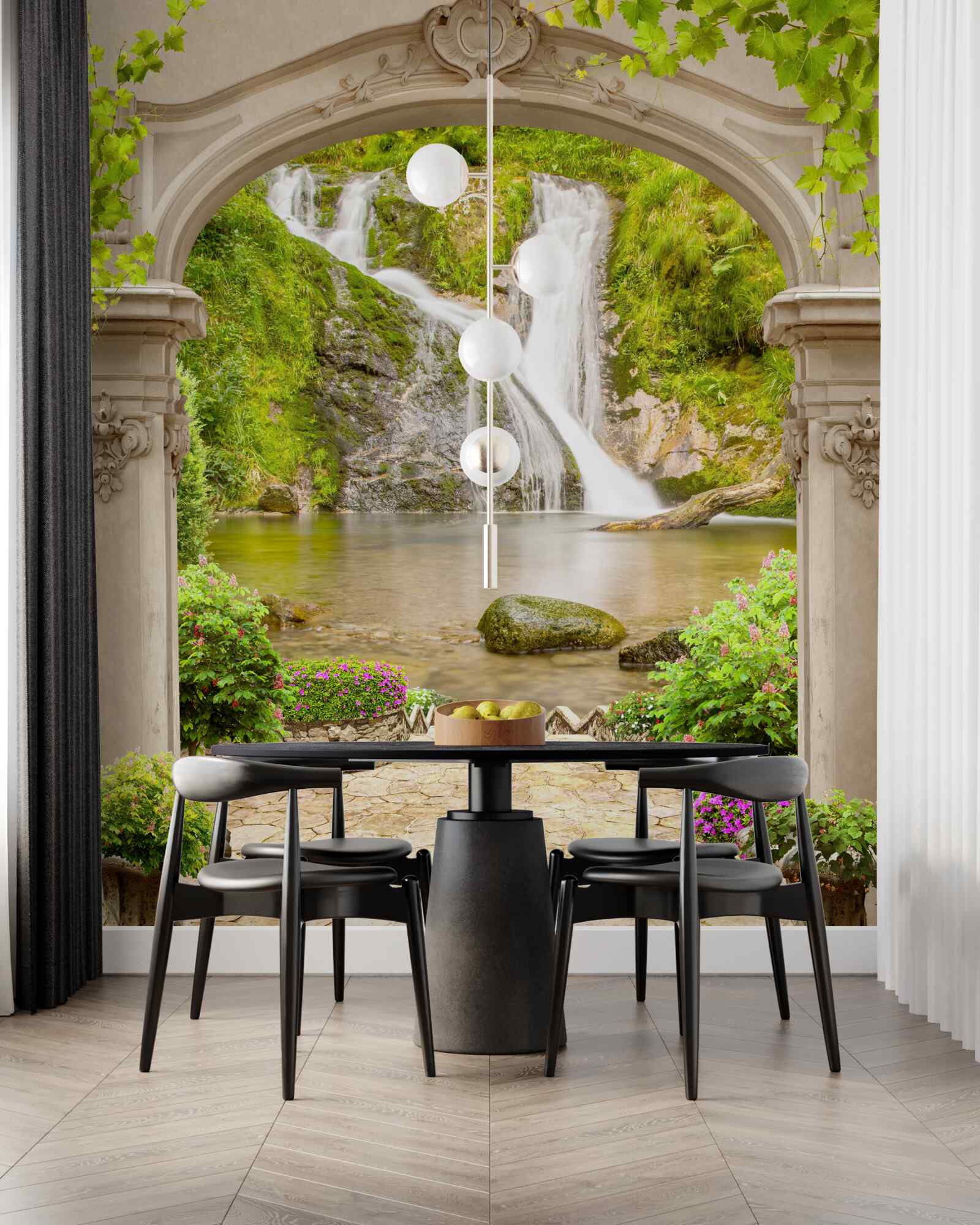 Fototapeta prechod popod oblúk k vodopádu