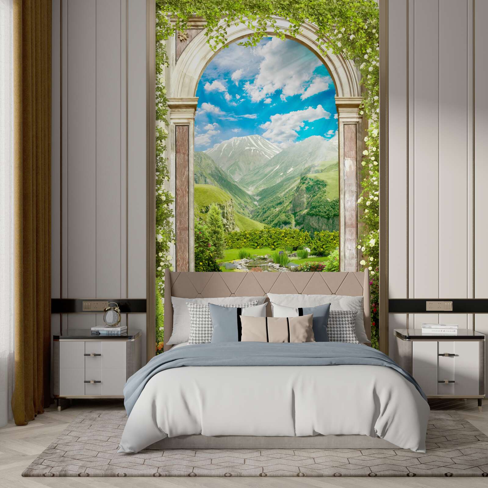 Fototapeta oblúk s výhľadom na rieku a hory