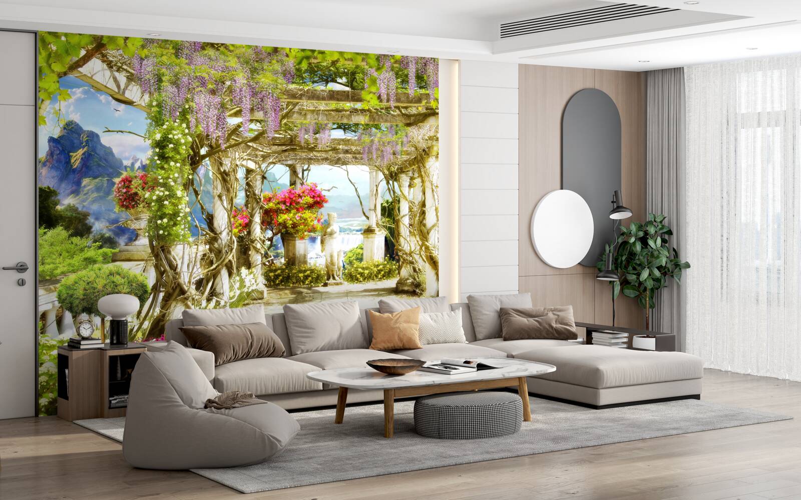 Fototapeta Grécka terasa zaliata kvetmi