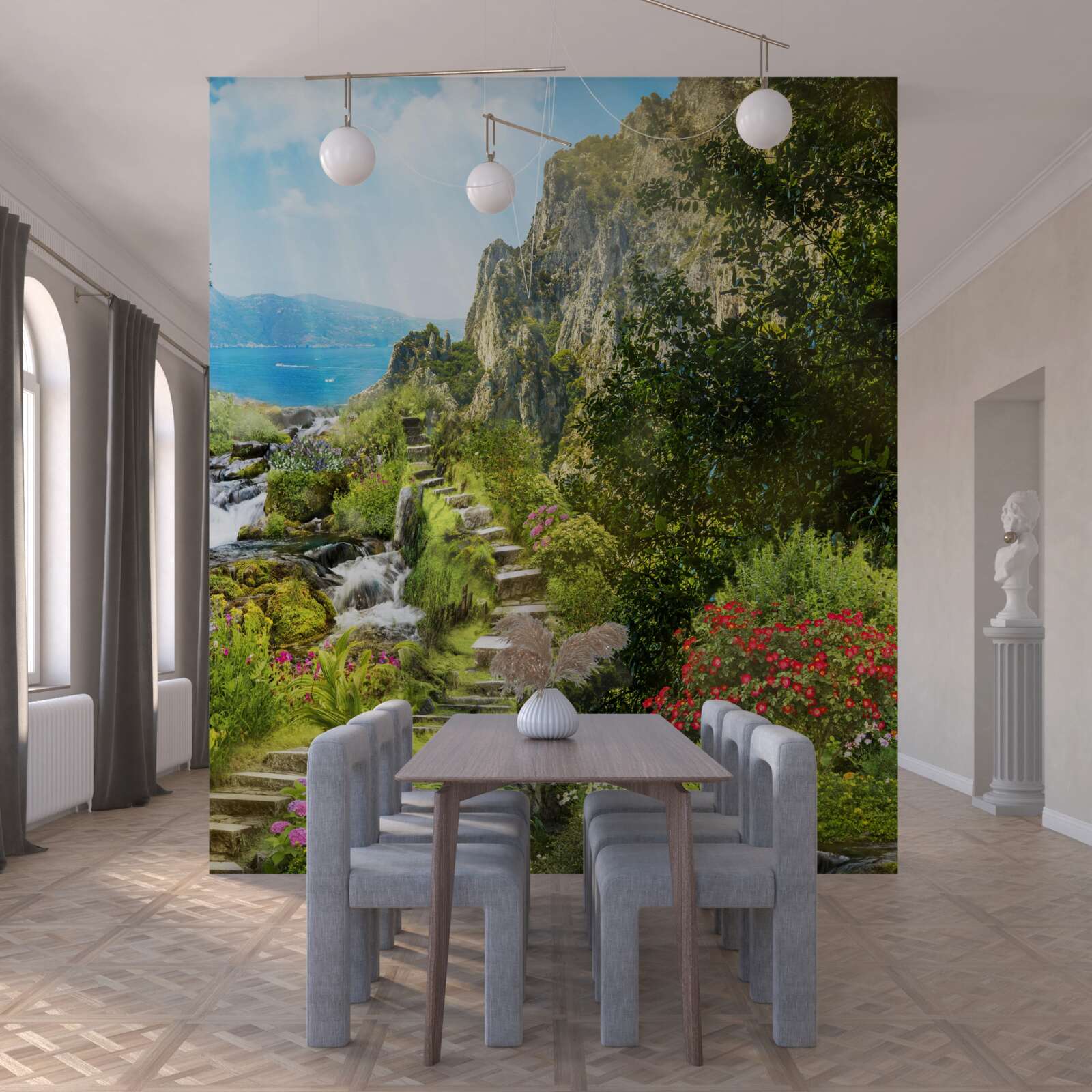 Fototapeta záhrada s výhľadom na more