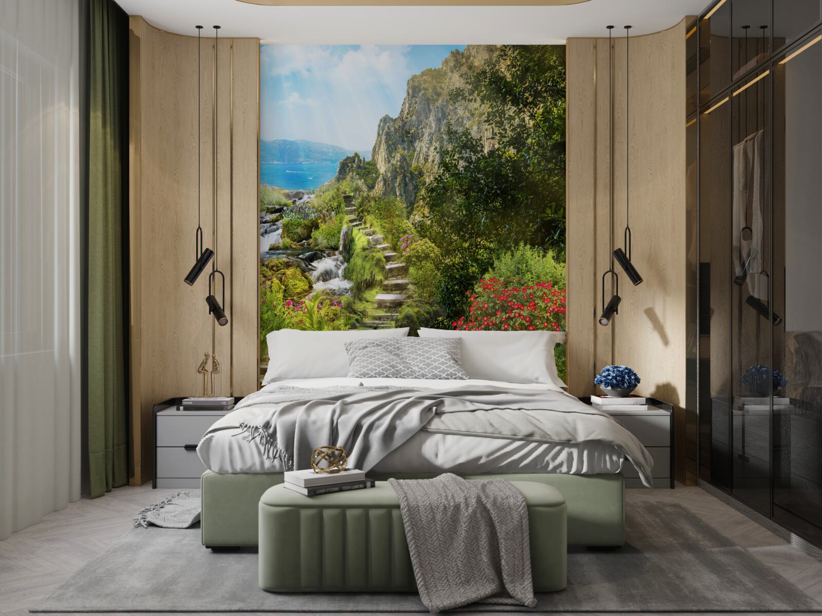 Fototapeta záhrada s výhľadom na more