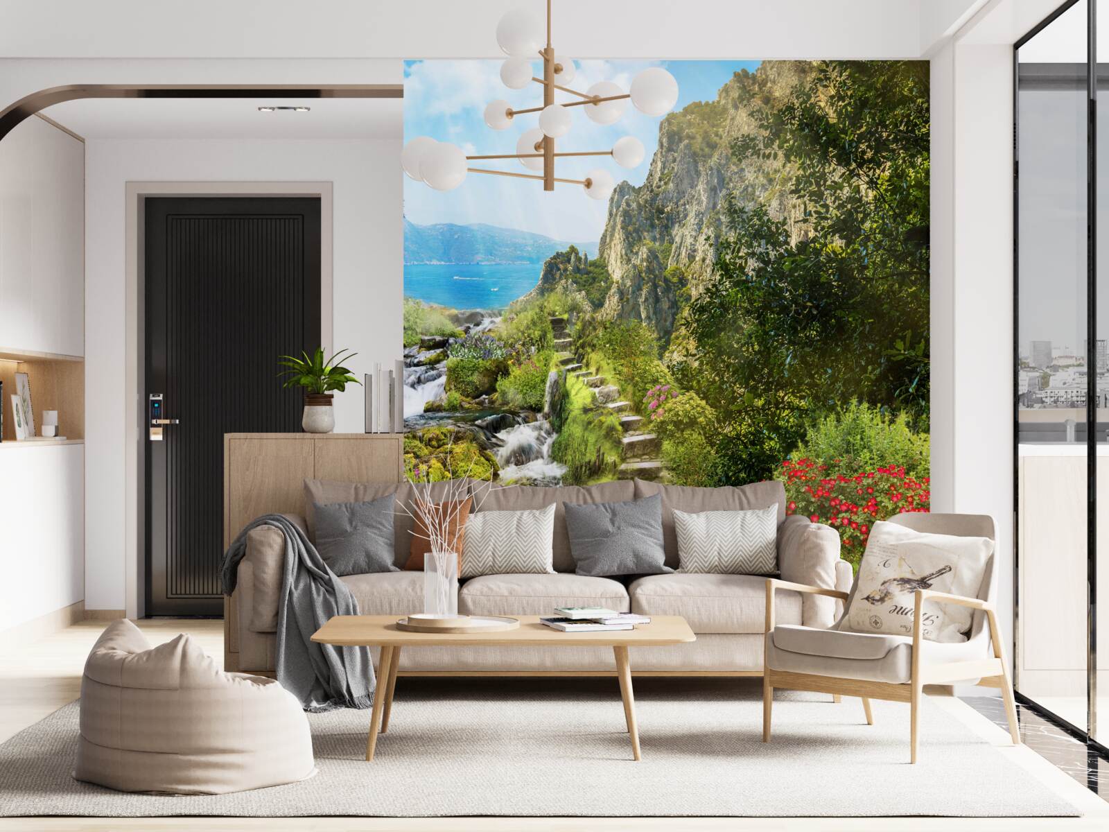 Fototapeta záhrada s výhľadom na more