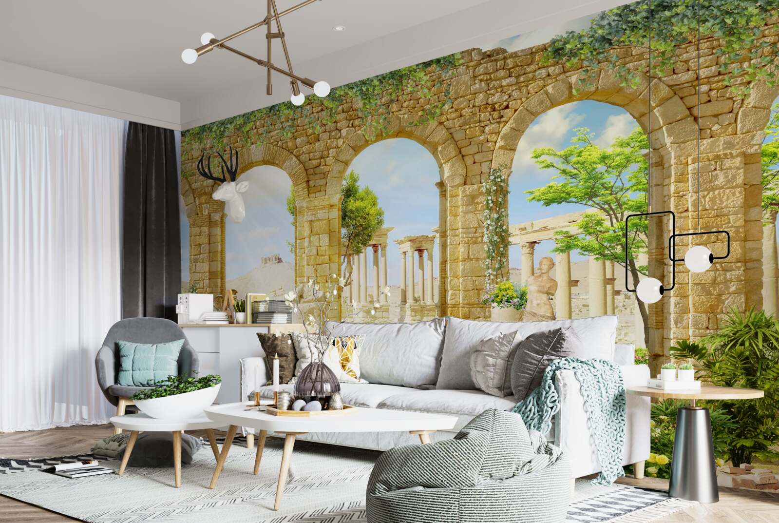 Fototapeta starobylé formy obklopené zeleňou