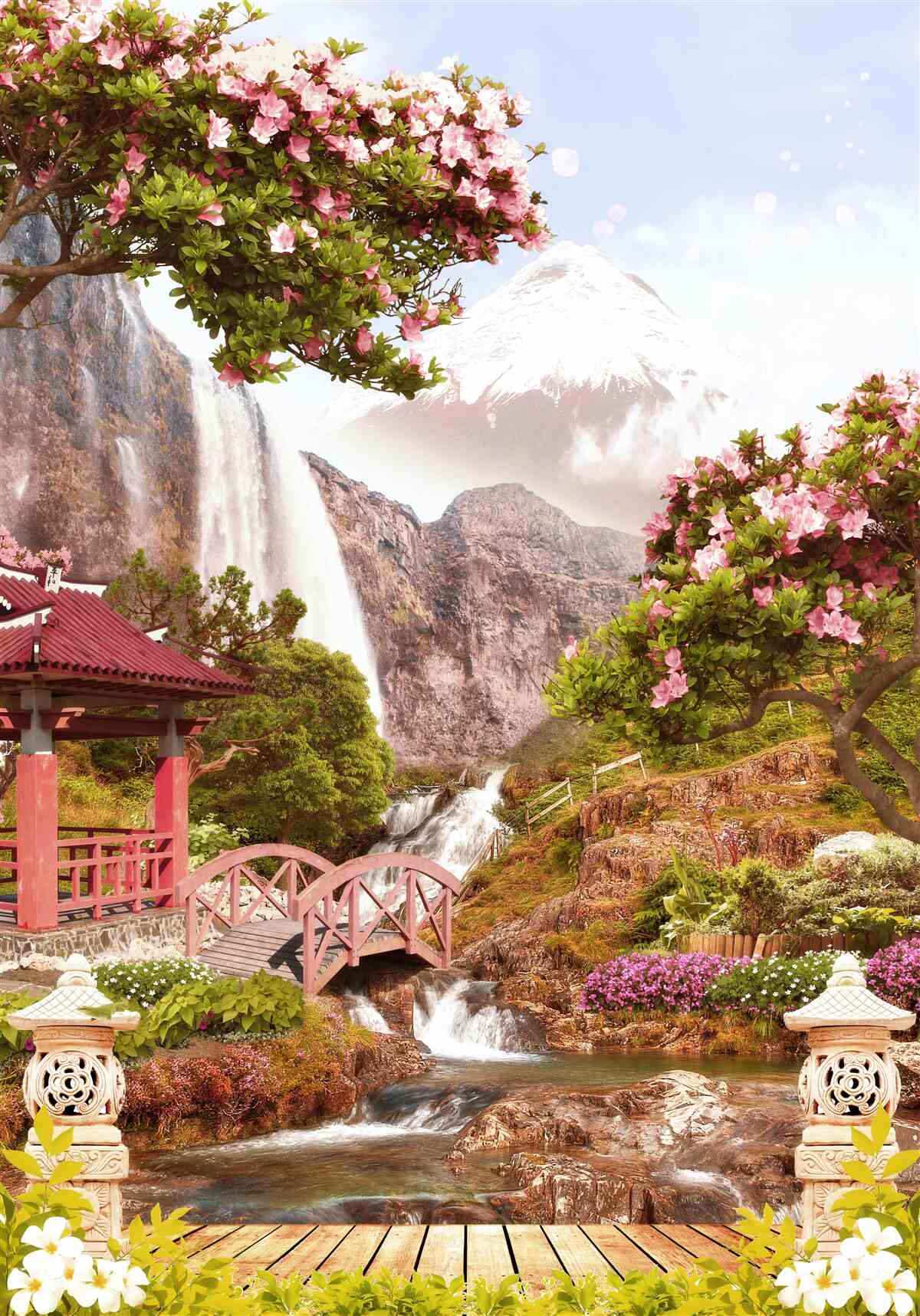 Fototapeta záhrada rozkvitnutá čínskou krásou