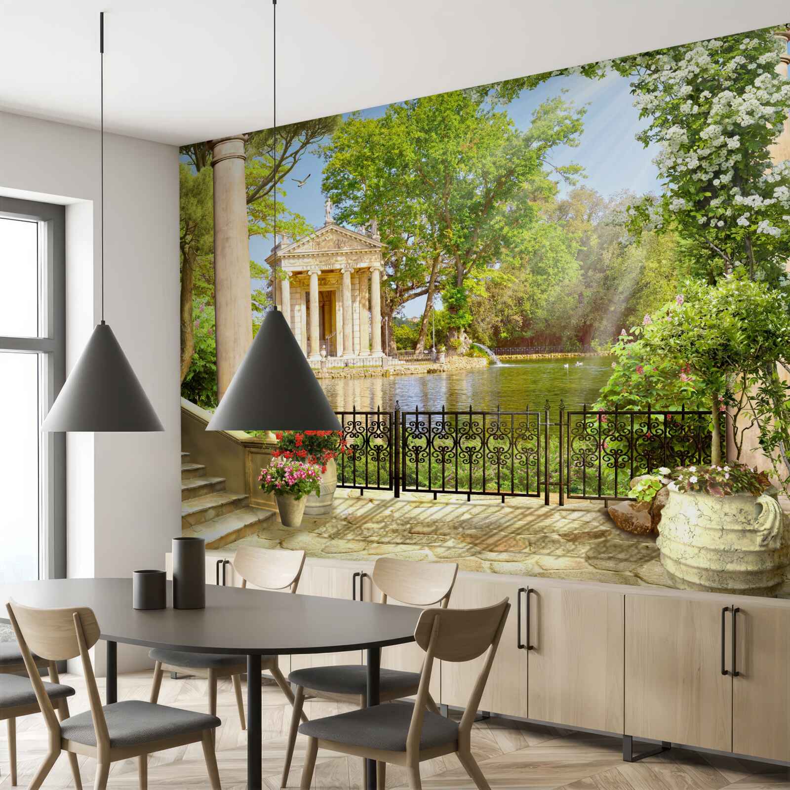 Fototapeta panoráma jazera a pavilónu