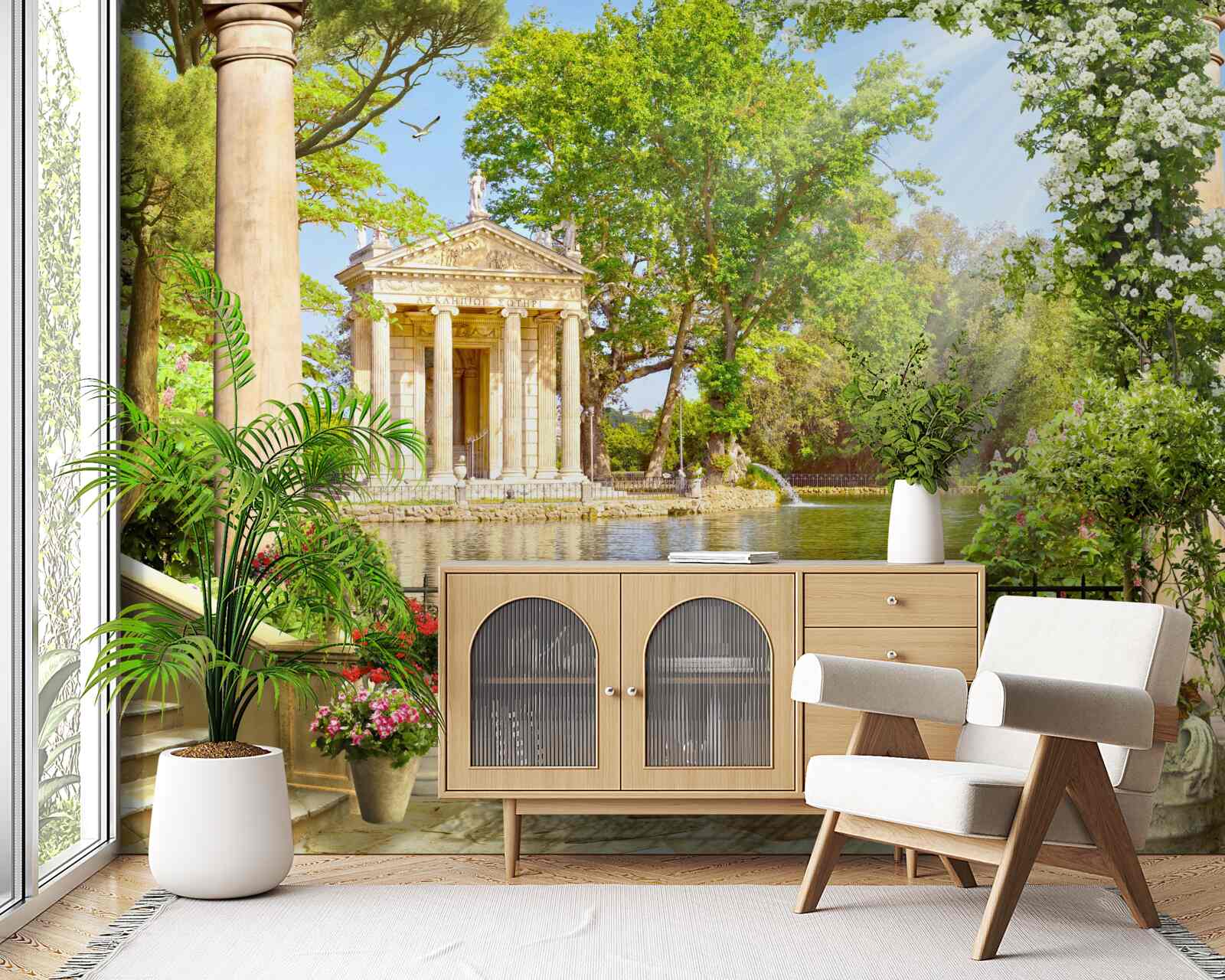 Fototapeta panoráma jazera a pavilónu