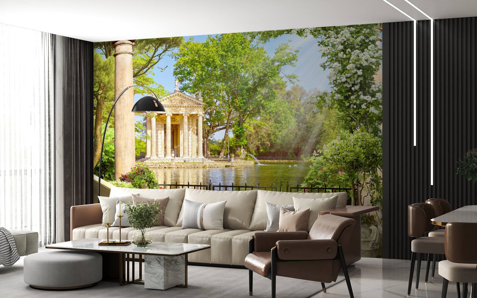 Fototapeta panoráma jazera a pavilónu