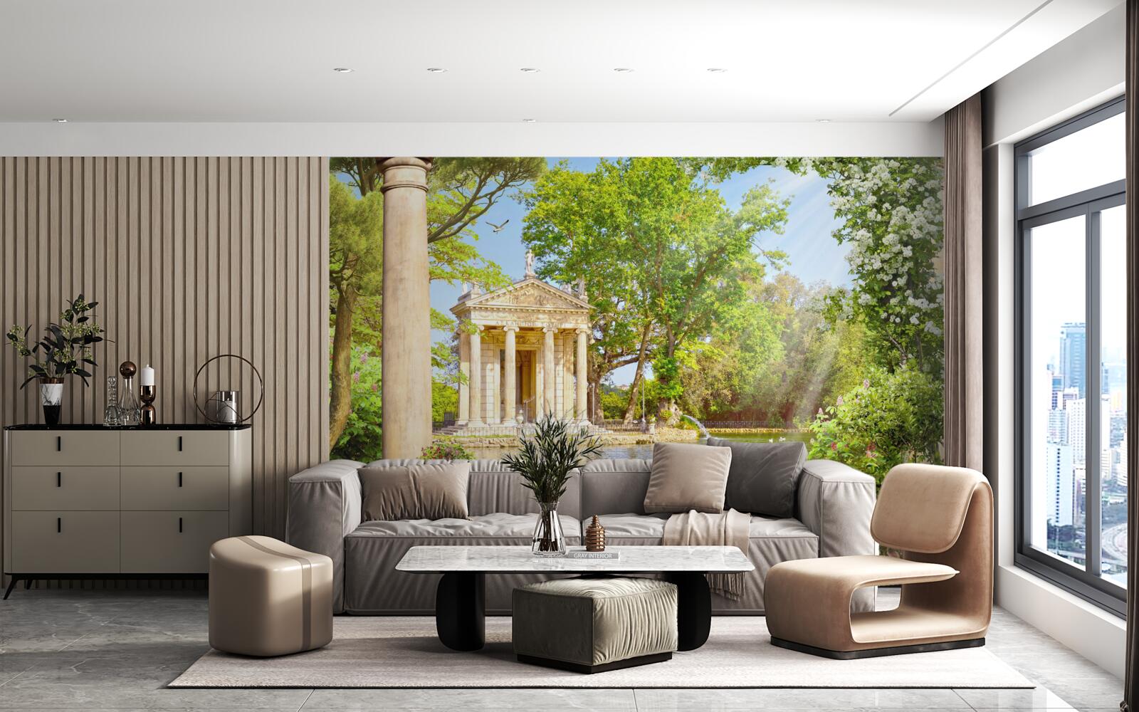 Fototapeta panoráma jazera a pavilónu