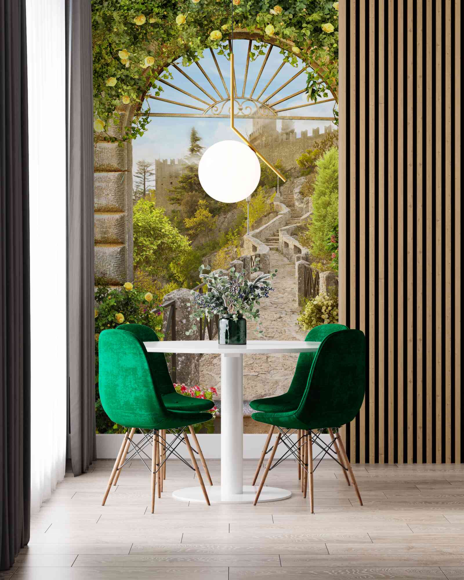 Fototapeta zelený oblúk zdobený citrónmi