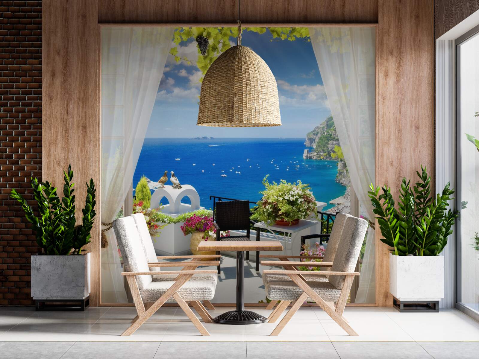 Fototapeta malý balkón s malebným výhľadom na oceán