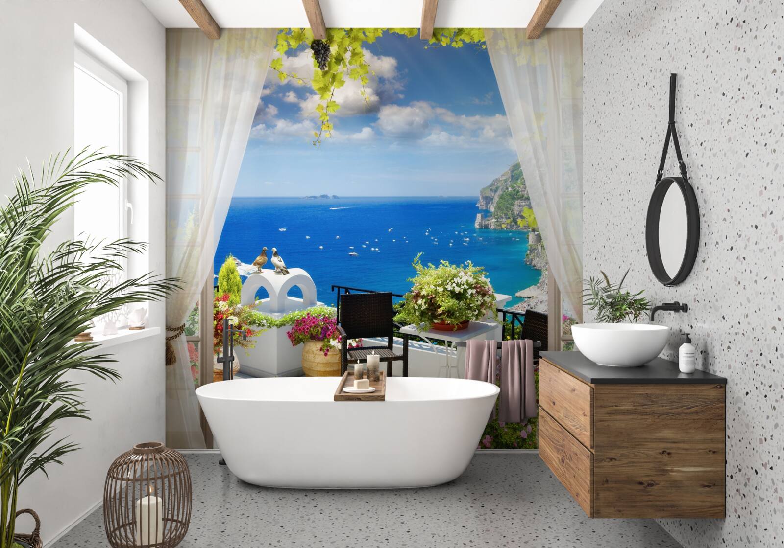 Fototapeta malý balkón s malebným výhľadom na oceán