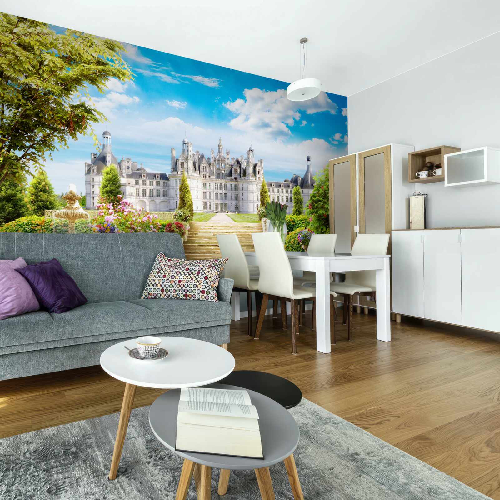 Fototapeta schody vedúce na trávnik pri paláci