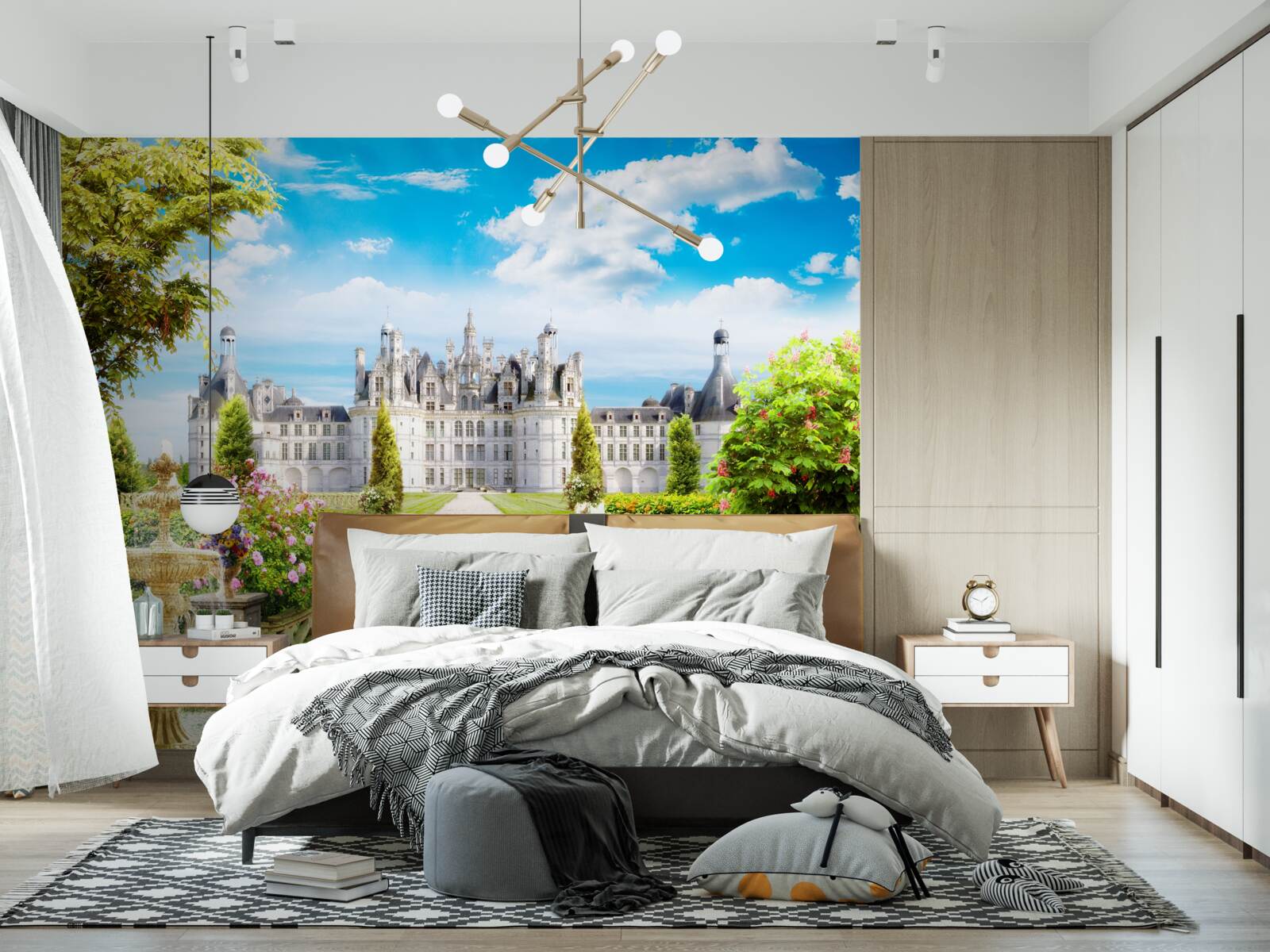 Fototapeta schody vedúce na trávnik pri paláci