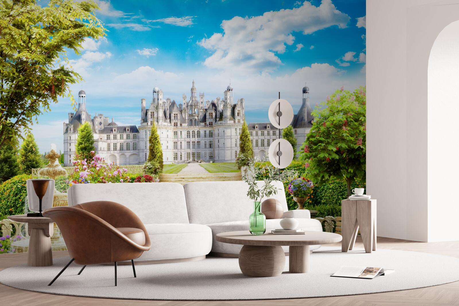 Fototapeta schody vedúce na trávnik pri paláci