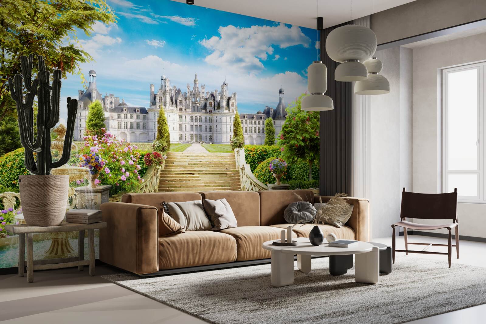 Fototapeta schody vedúce na trávnik pri paláci