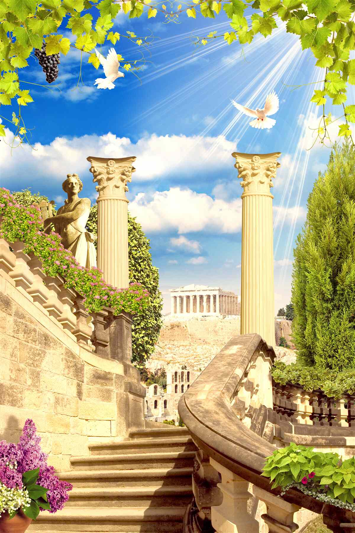 Fototapeta stĺpy a sochy v gréckom štýle