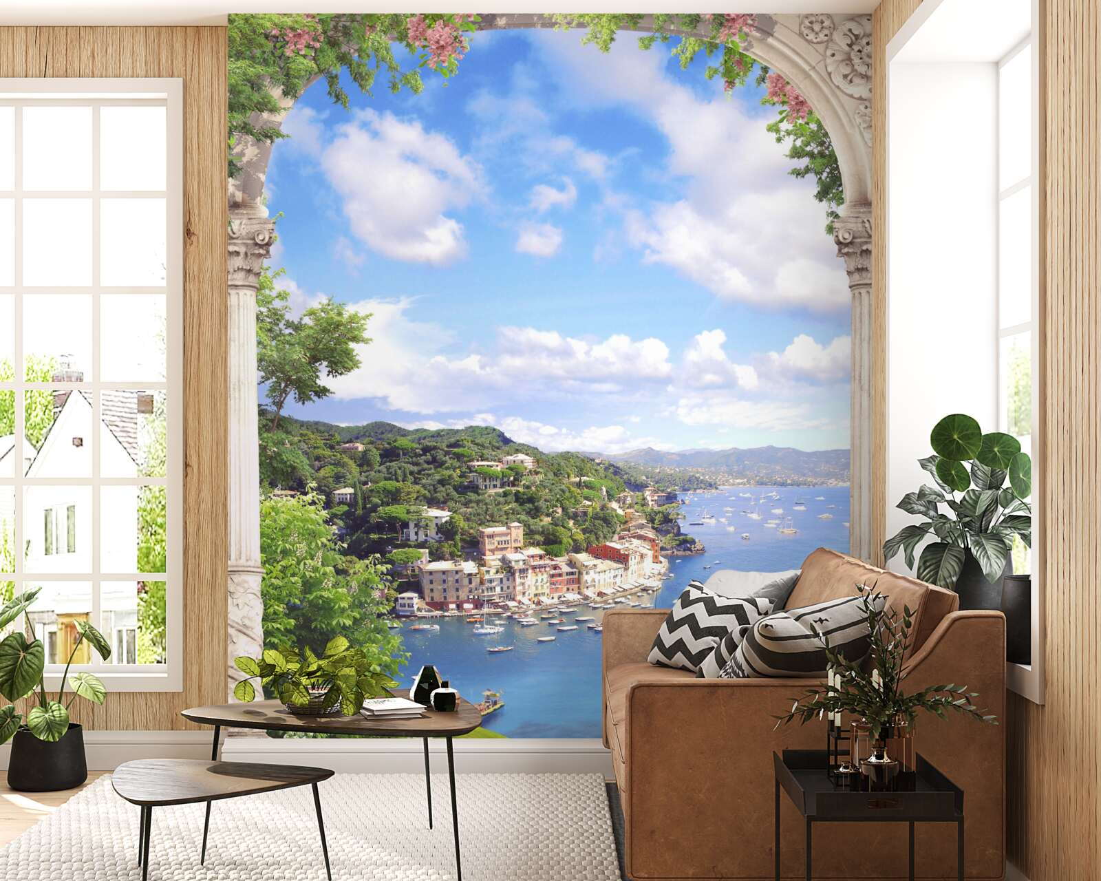 Fototapeta terasa ponúka výhľad na mesto a more