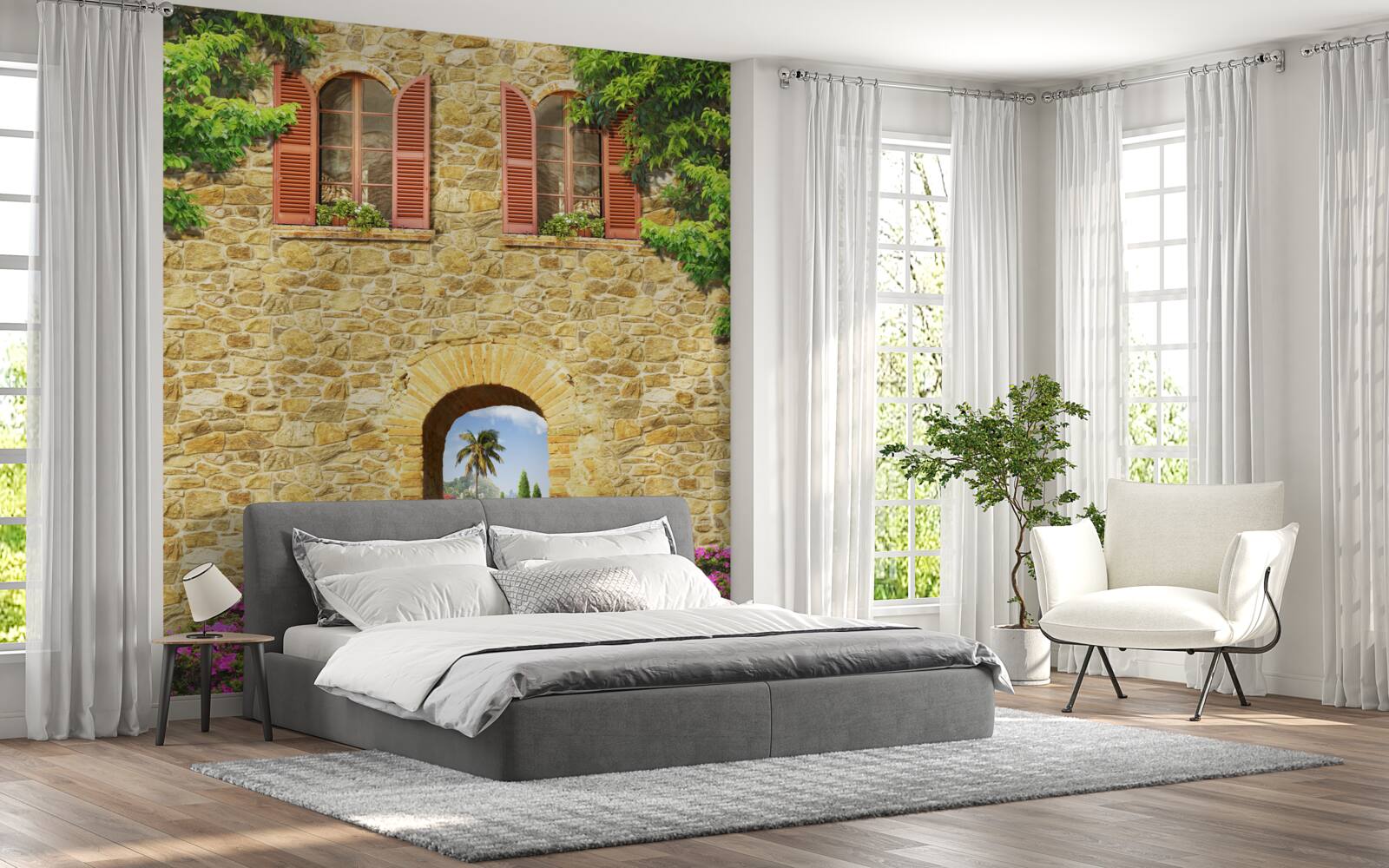 Fototapeta kamenný dom s oknami