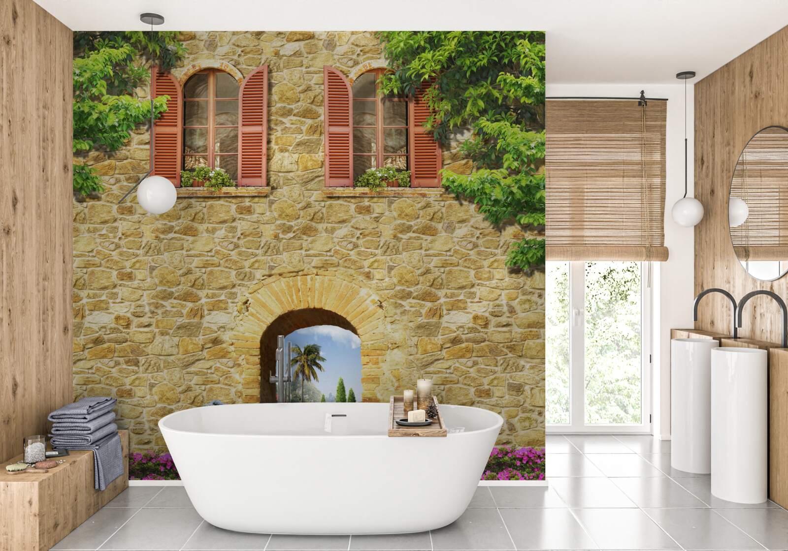 Fototapeta kamenný dom s oknami