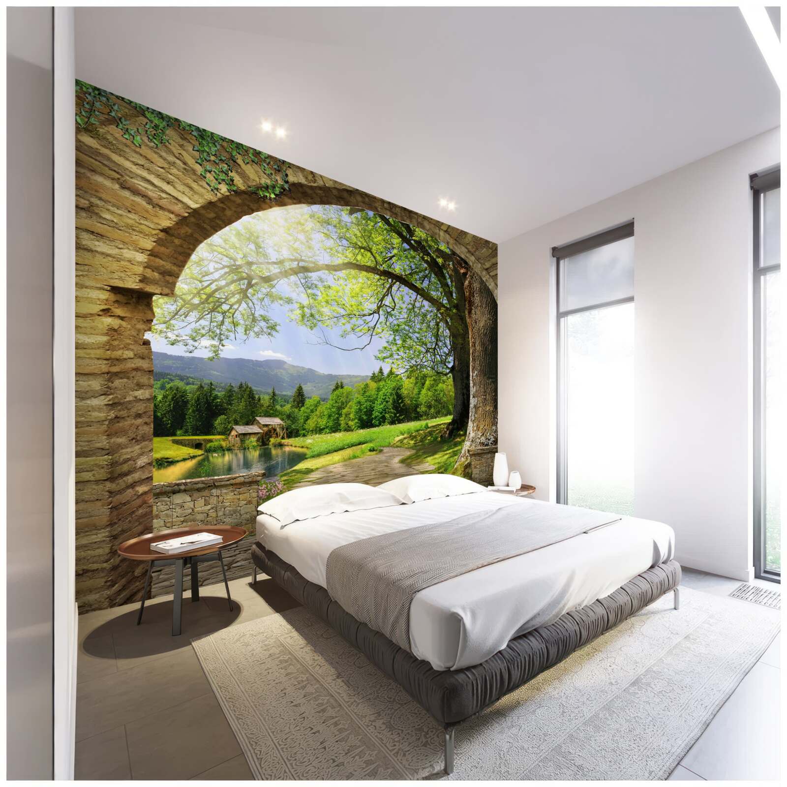 Fototapeta výjazd z oblúka do lesa