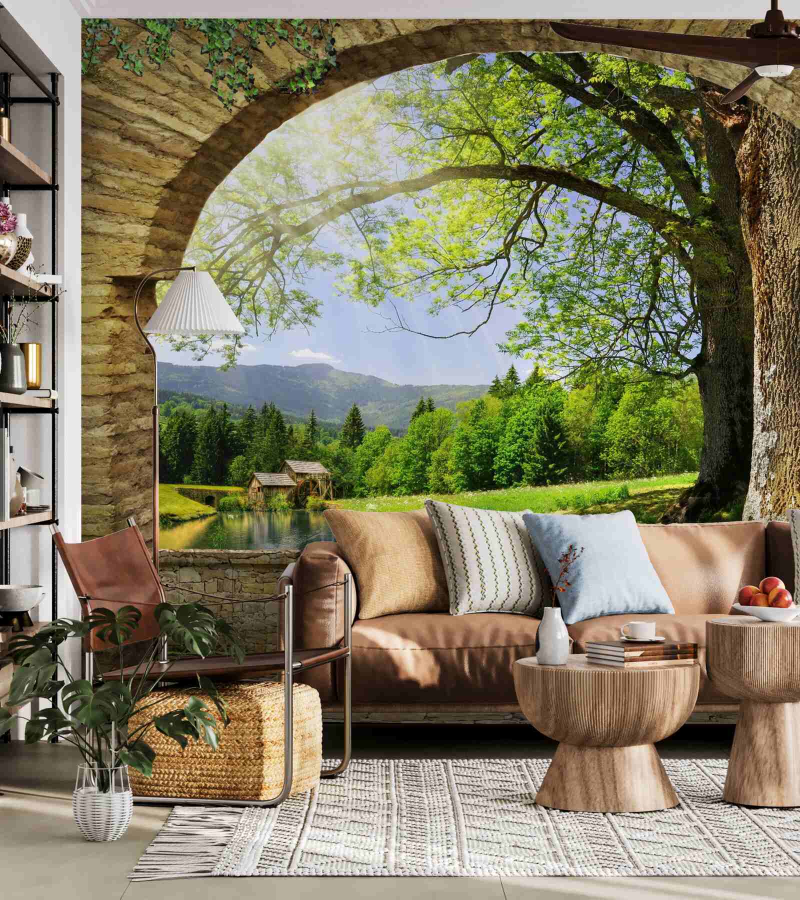 Fototapeta výjazd z oblúka do lesa